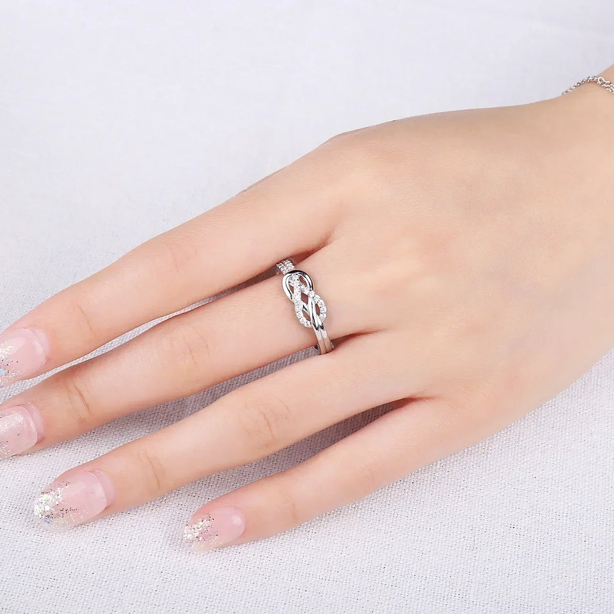 JewelryPalace New Arrival Infinity Love Knot Gemstone 925 Sterling Silver Statement Ring for Woman Fashion Classic Fine Jewelry